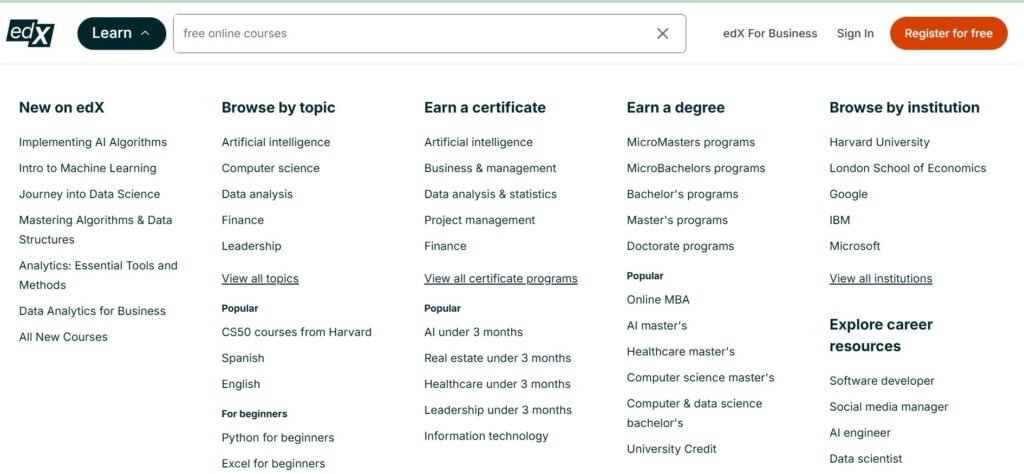 edX Free Audit Courses