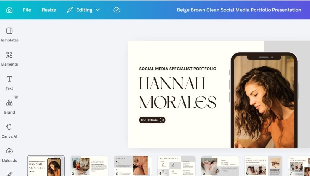 Open Canva and Choose a Presentation
