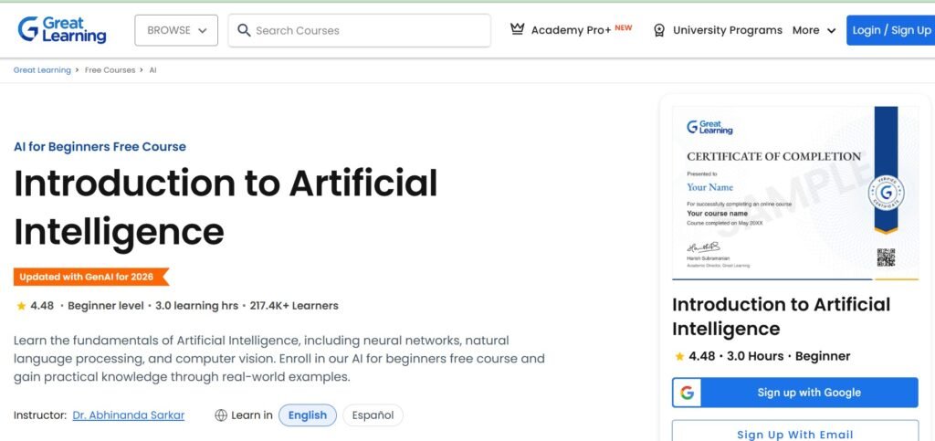 Great Learning Artificial Intelligence for Beginners