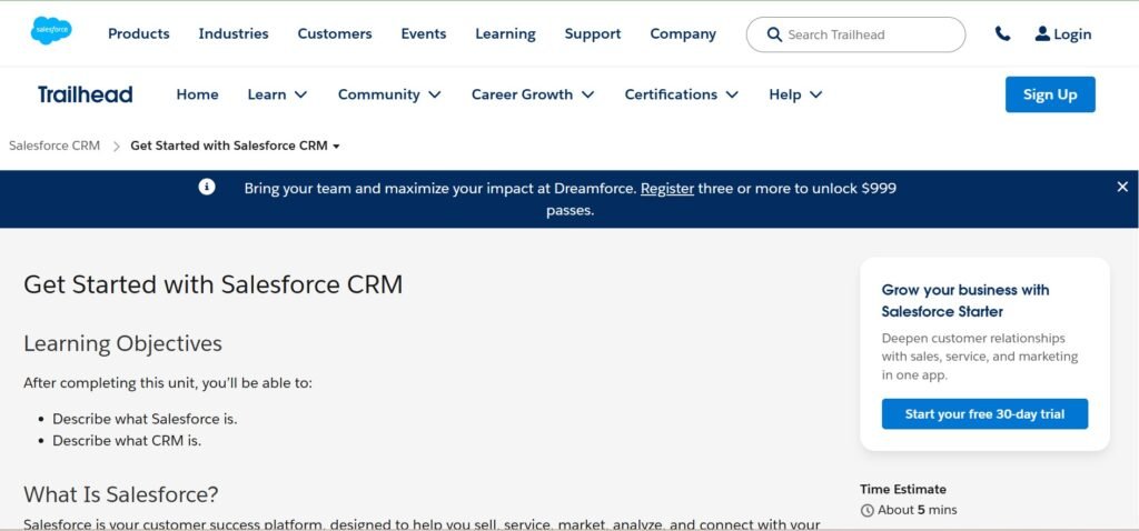 Salesforce Trailhead CRM Basics