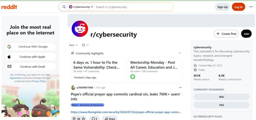 Reddit โ r/cybersecurity