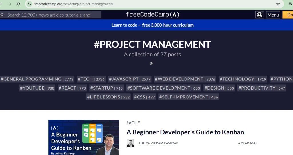 FreeCodeCamp Project Management Content